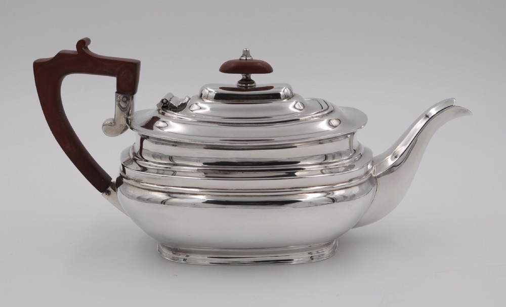 Harrods Three Piece Silver Tea Set. View II