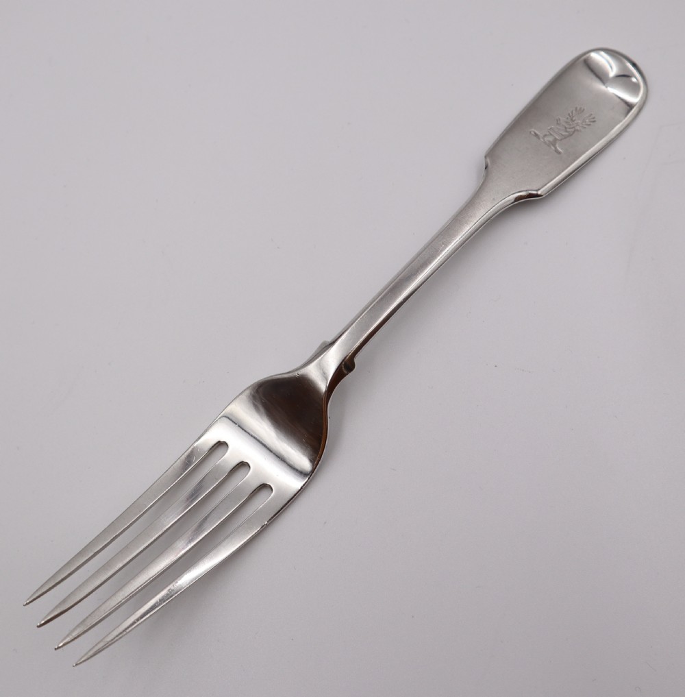Antique Silver Fiddle Pattern Table Forks. View II
