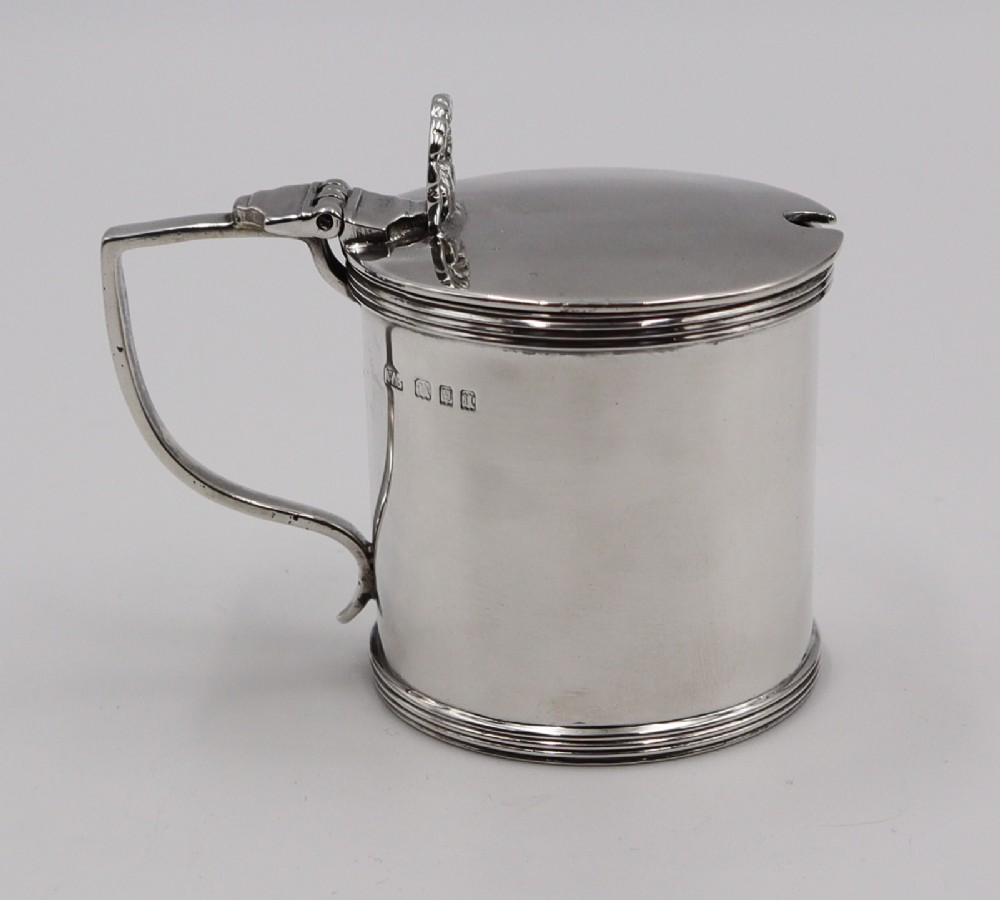 Silver Drum Mustard Pot.