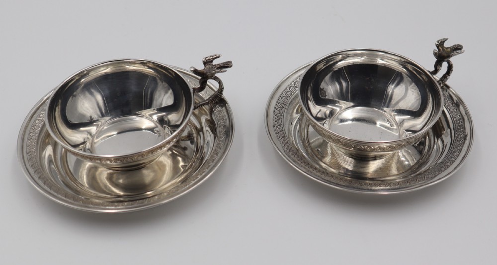 Pair Of Silver Cups & Saucers. View II