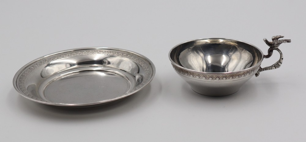 Pair Of Silver Cups & Saucers. View III
