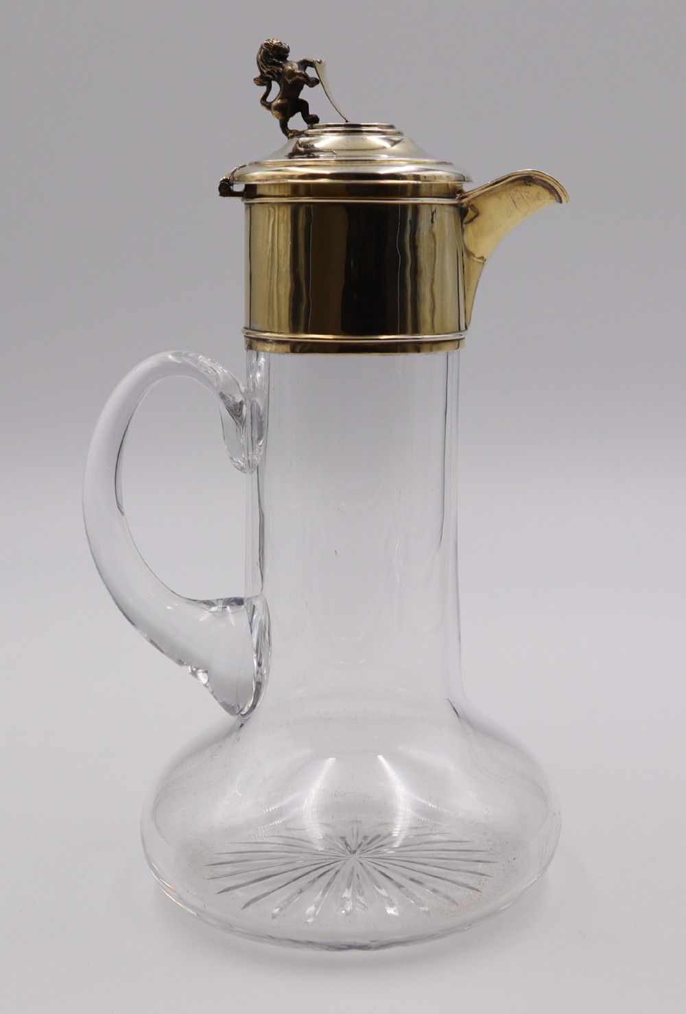 Antique Silver-Gilt & Glass Claret Jug.