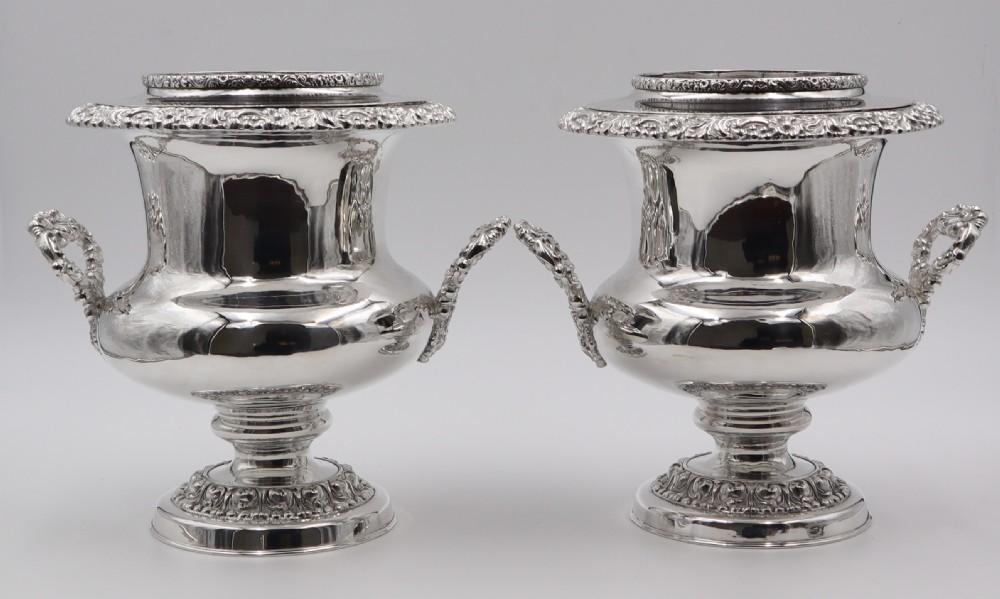 Antique Old Sheffield Plated Wine Coolers.