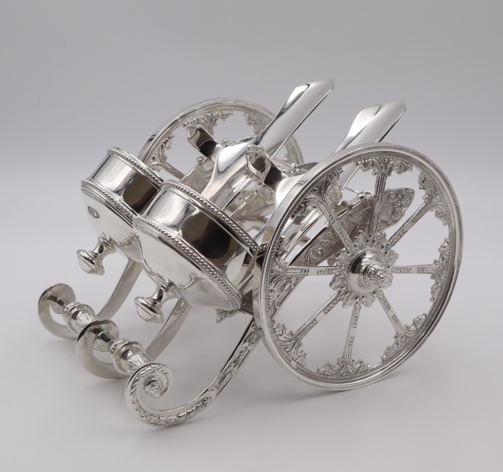 Vintage Silverplated Gun Carriage Wine Cart.