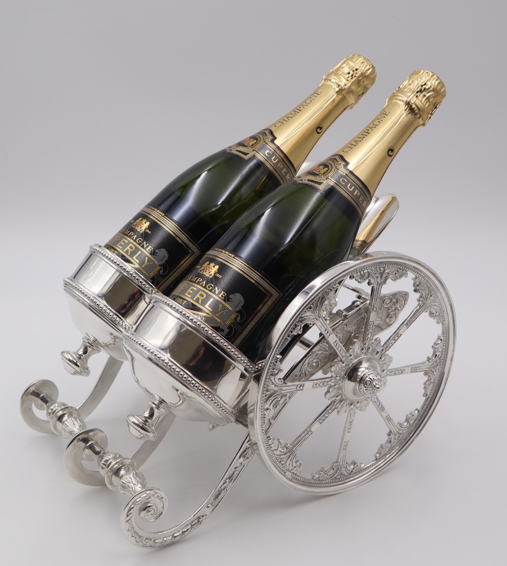 Vintage Silverplated Gun Carriage Wine Cart. View II