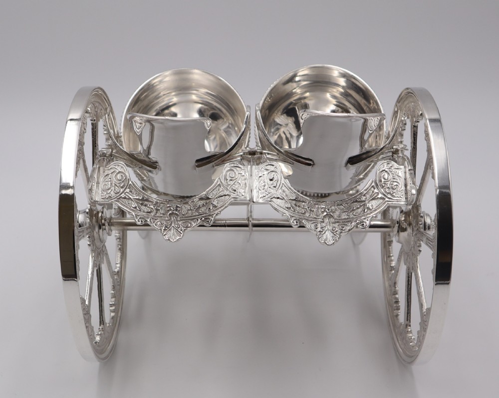 Vintage Silverplated Gun Carriage Wine Cart. View V
