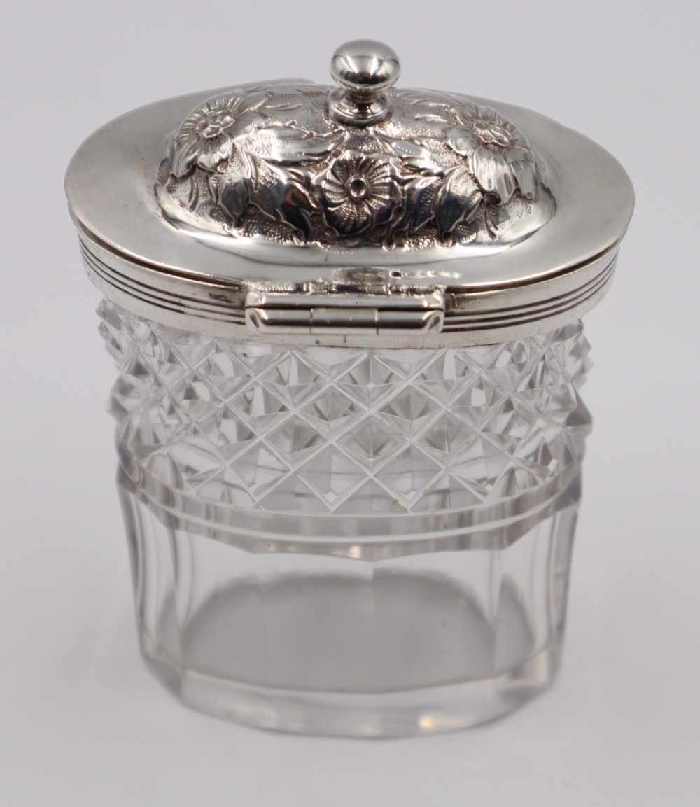 Antique Silver & Cut Glass Mustard Pot. View IV