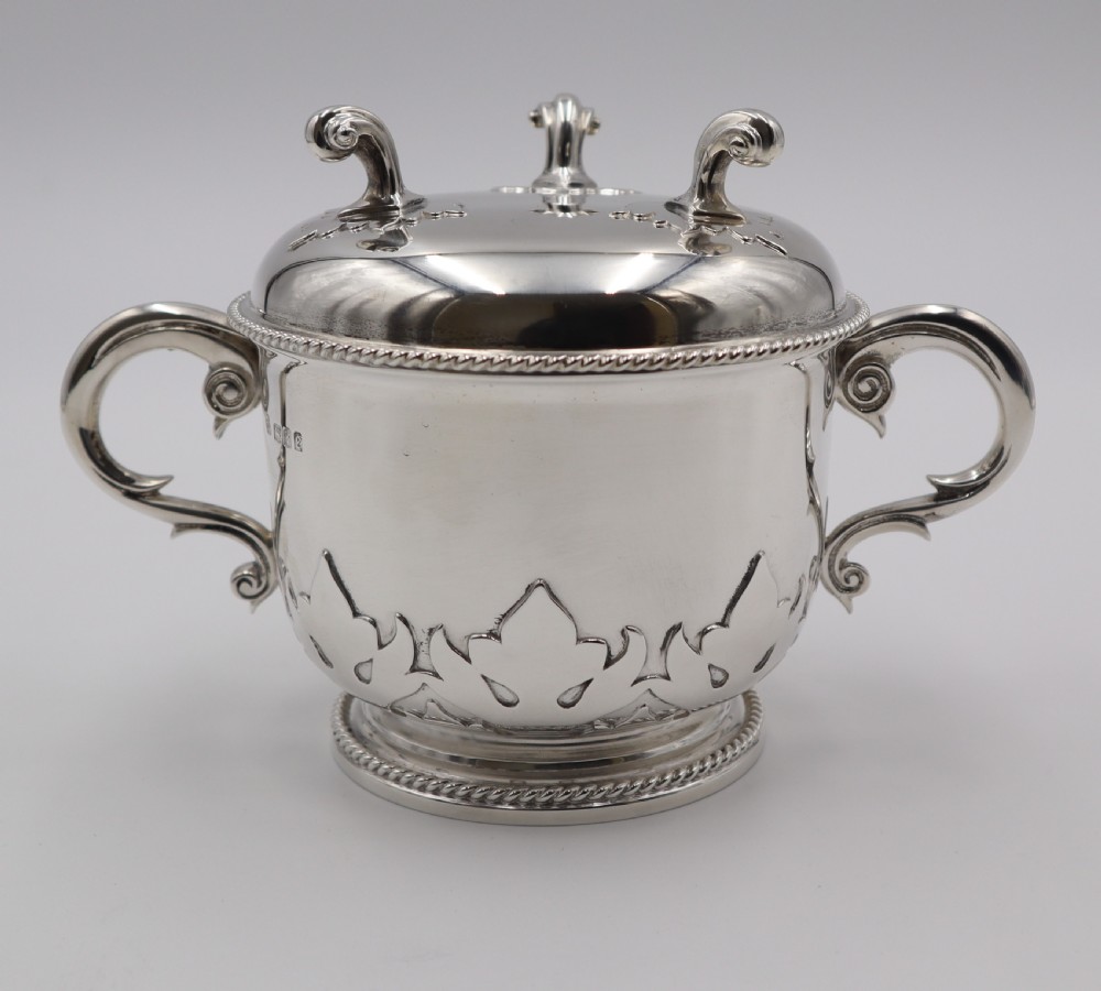 Antique Silver Porringer & Cover.