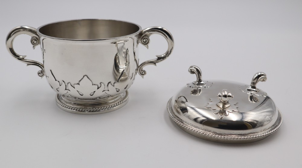 Antique Silver Porringer & Cover. View V
