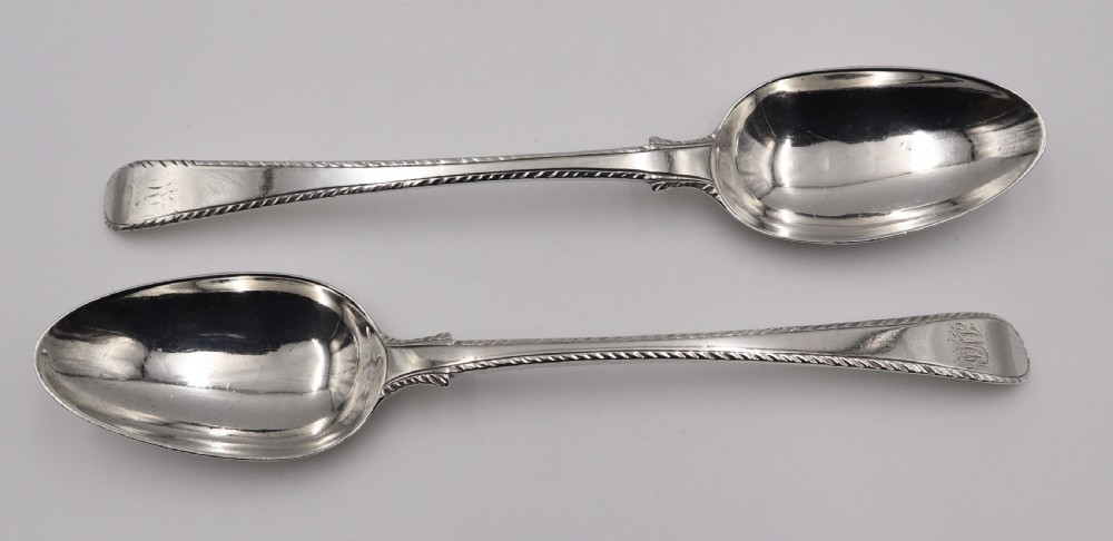 Pair Antique Silver Serving Spoons.