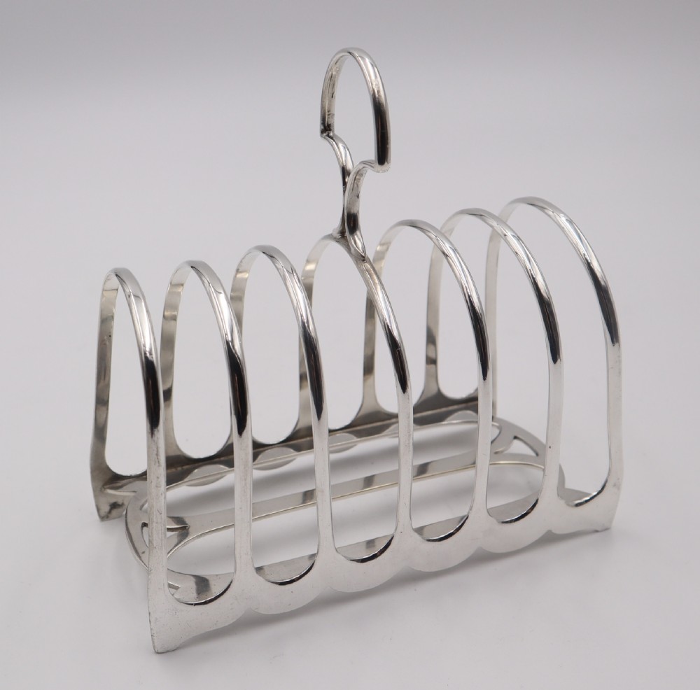 Large Antique Silver Toast Rack. View III