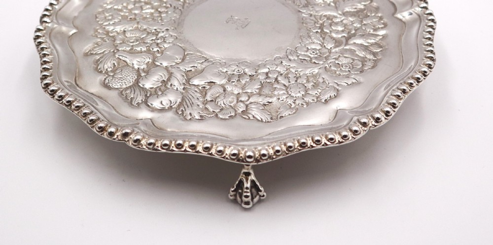 Pair Of Antique Silver Salvers. View III
