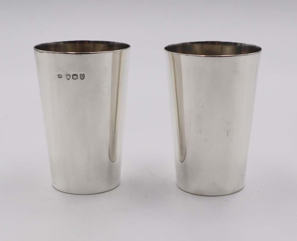 Pair Antique Silver Beakers.