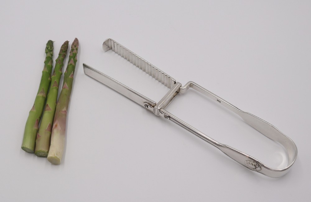 Antique Silver Asparagus Tongs. View VII