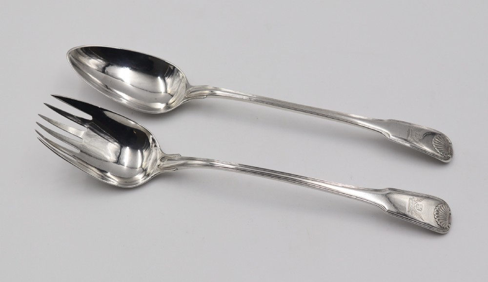 Pair Antique Silver Salad Servers.