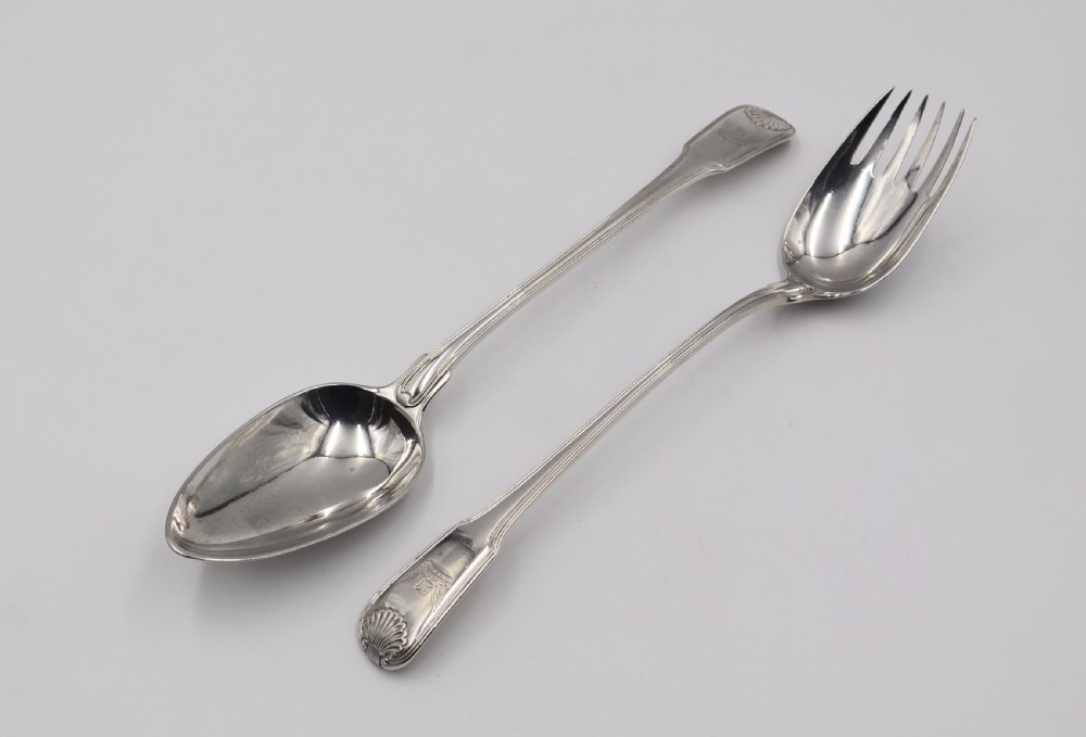 Pair Antique Silver Salad Servers. View II