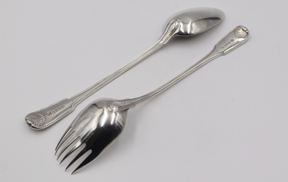 Pair Antique Silver Salad Servers. View III