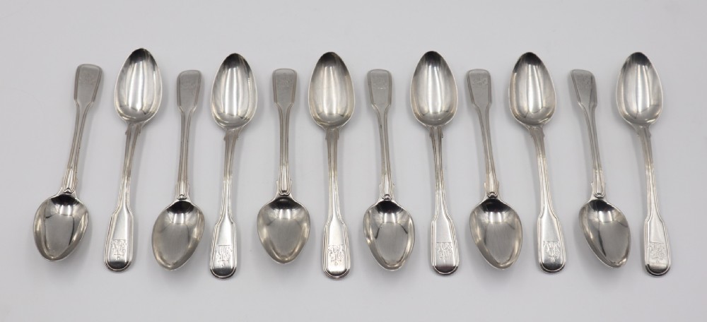 Set Of Twelve Antique Silver Tea Spoons. View II