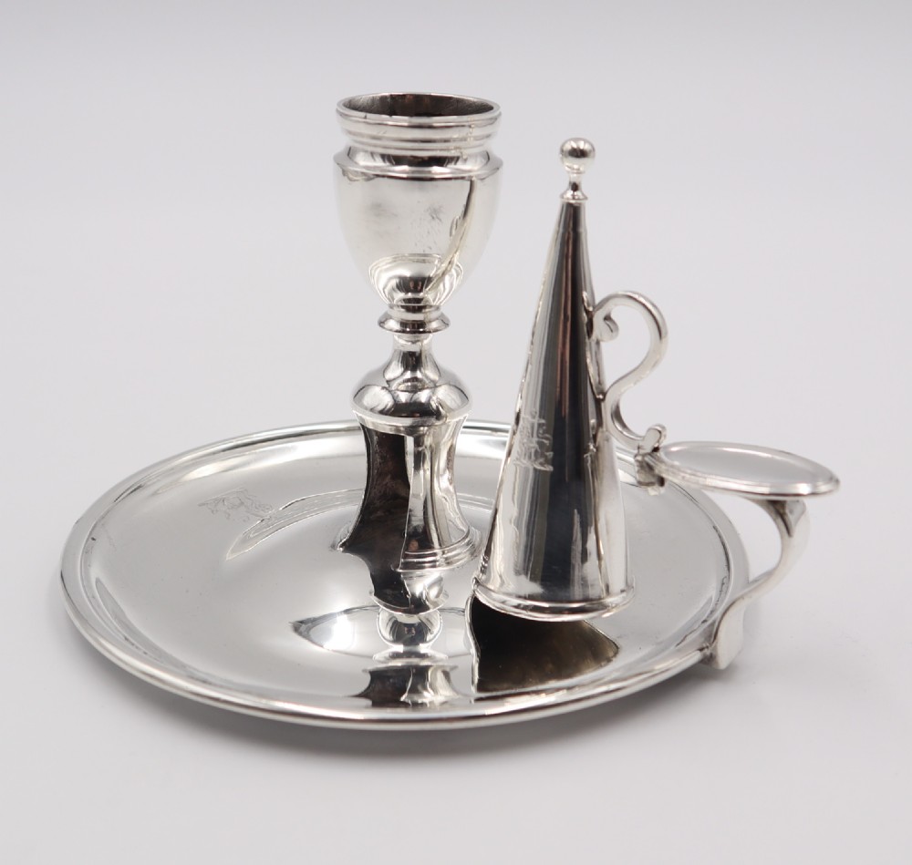 Antique Silver Chamber Stick. View II