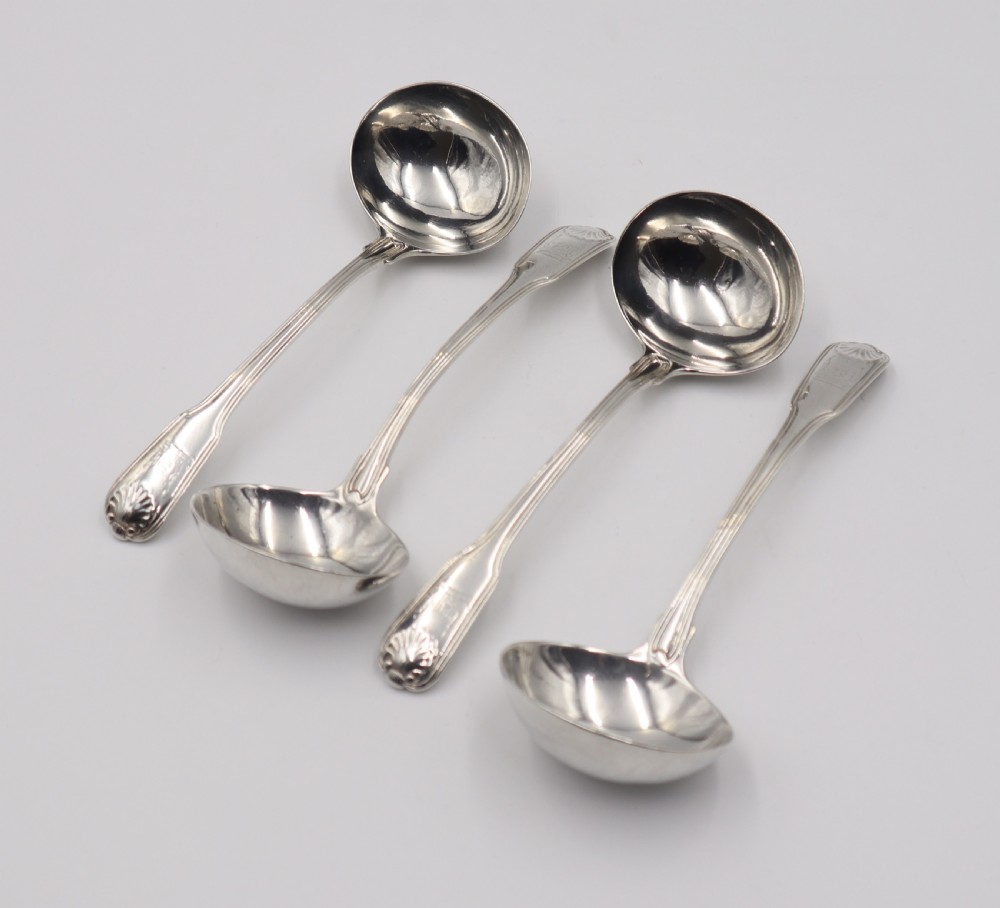 Set Of Four Antique Silver Sauce Ladles.