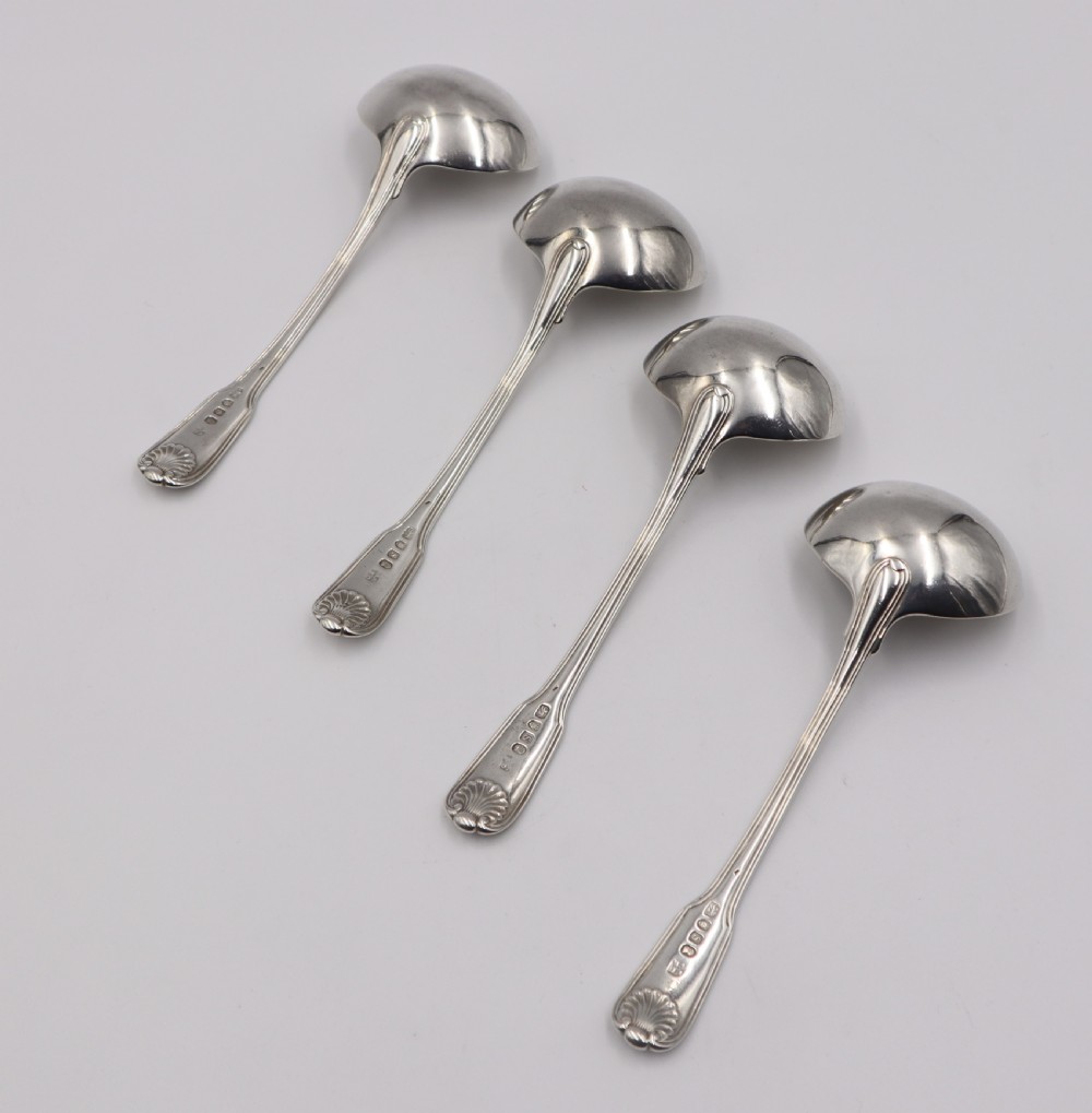 Set Of Four Antique Silver Sauce Ladles. View II
