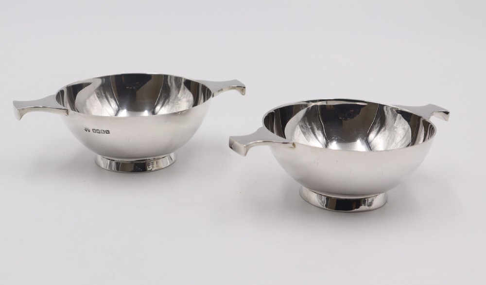 Pair Of Scottish Silver Quaiches.