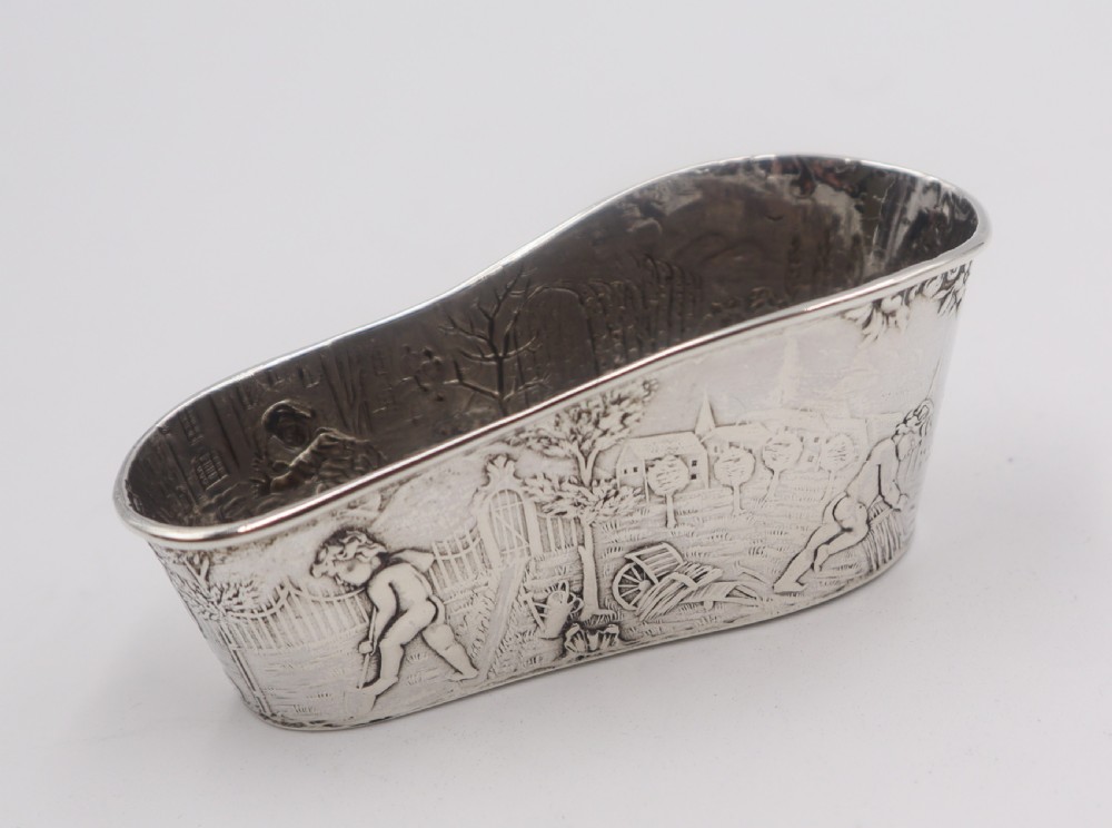Antique Silver Toy Baby's Bath. View III