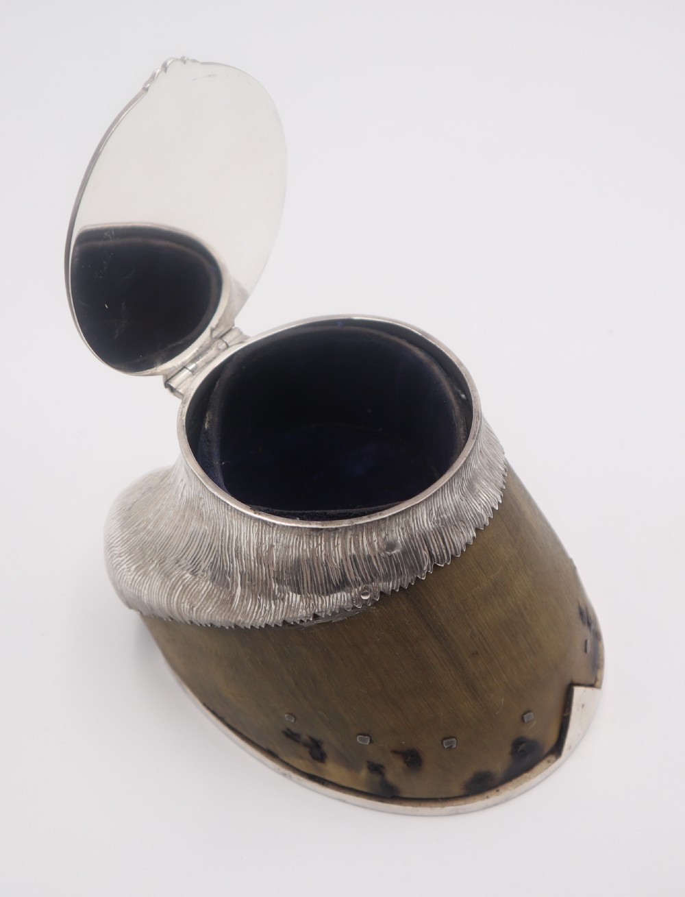 Antique Silver-Plate Mounted Horse's Hoof Box. View VII