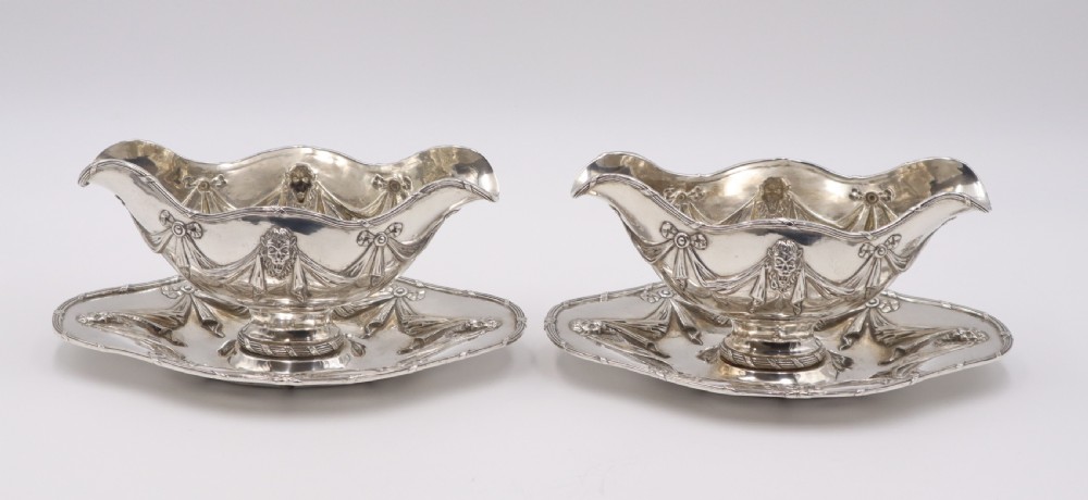 Pair Of Antique Silver Sauce Tureens.