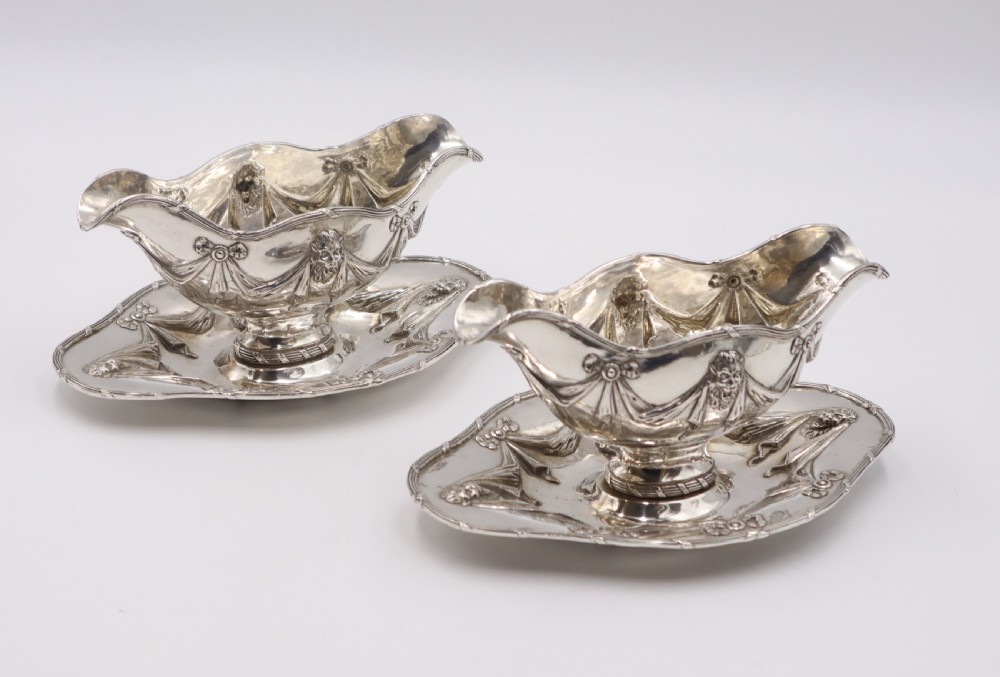 Pair Of Antique Silver Sauce Tureens. View II