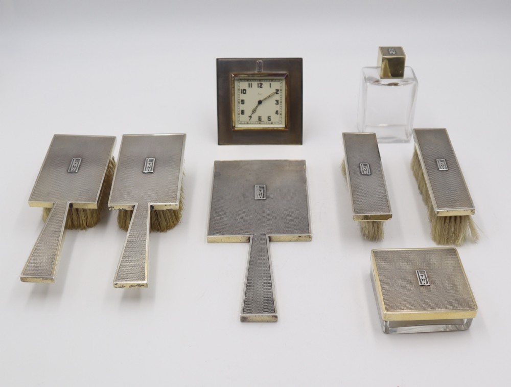 Silver Art Deco Dressing Table Set.