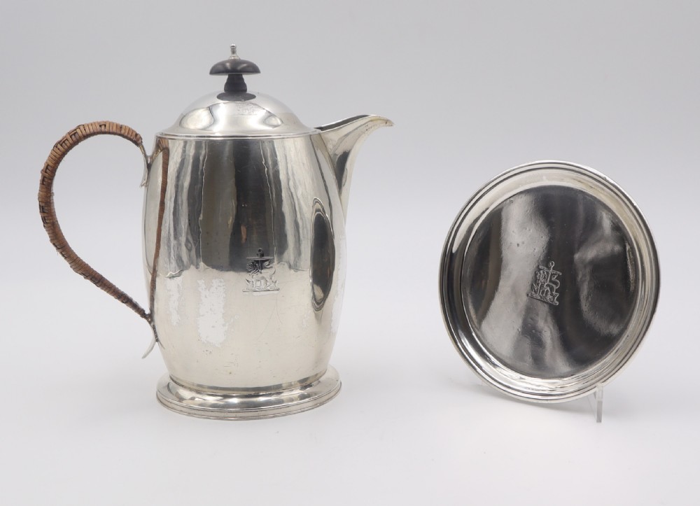 Antique Silver Coffee Jug & Stand. View IV