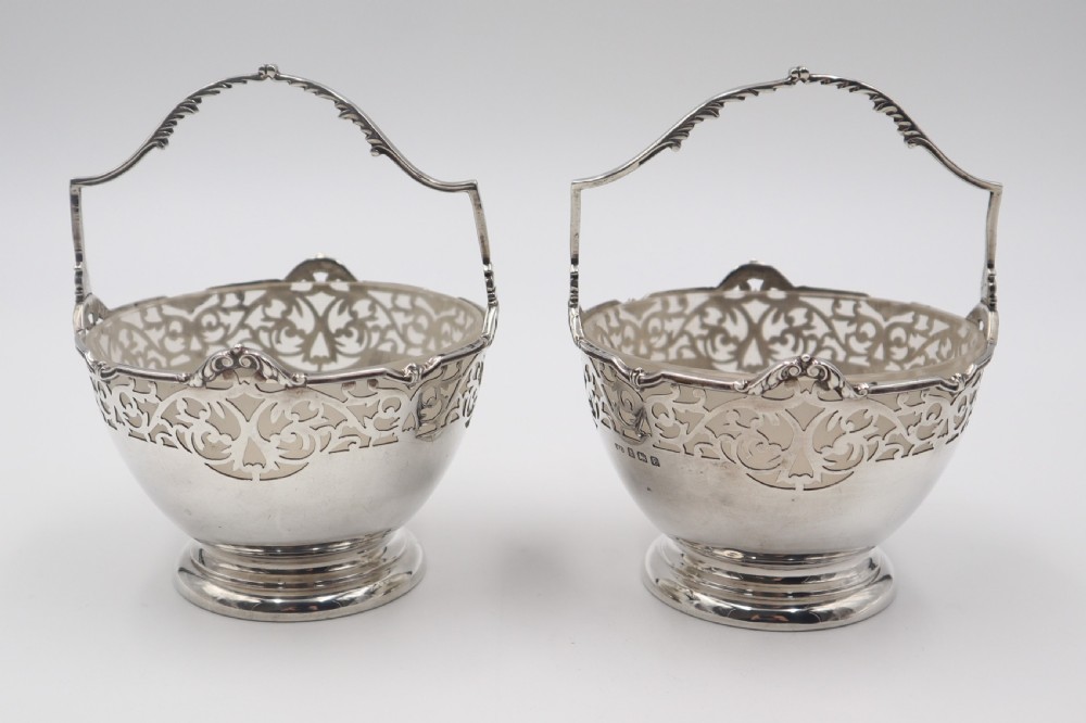 Pair Of Silver Sweet Baskets.