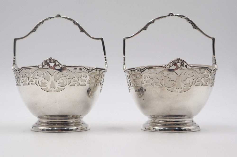 Pair Of Silver Sweet Baskets. View II