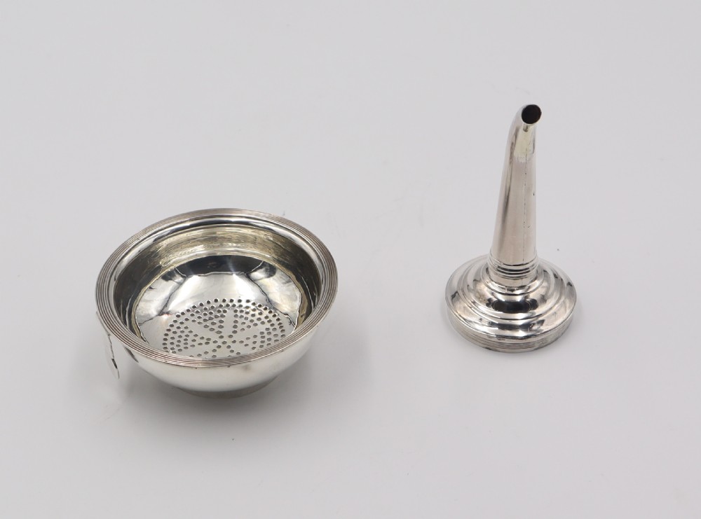 Antique Silver Wine Funnel. View V