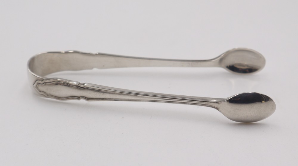 Cased Set Of 12 Silver Spoons & Tongs. View IV