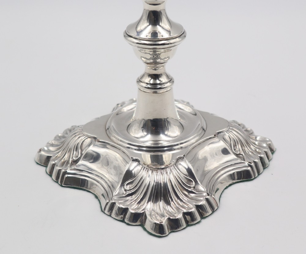 Pair Antique Silver 30cm Candlesticks. View VII