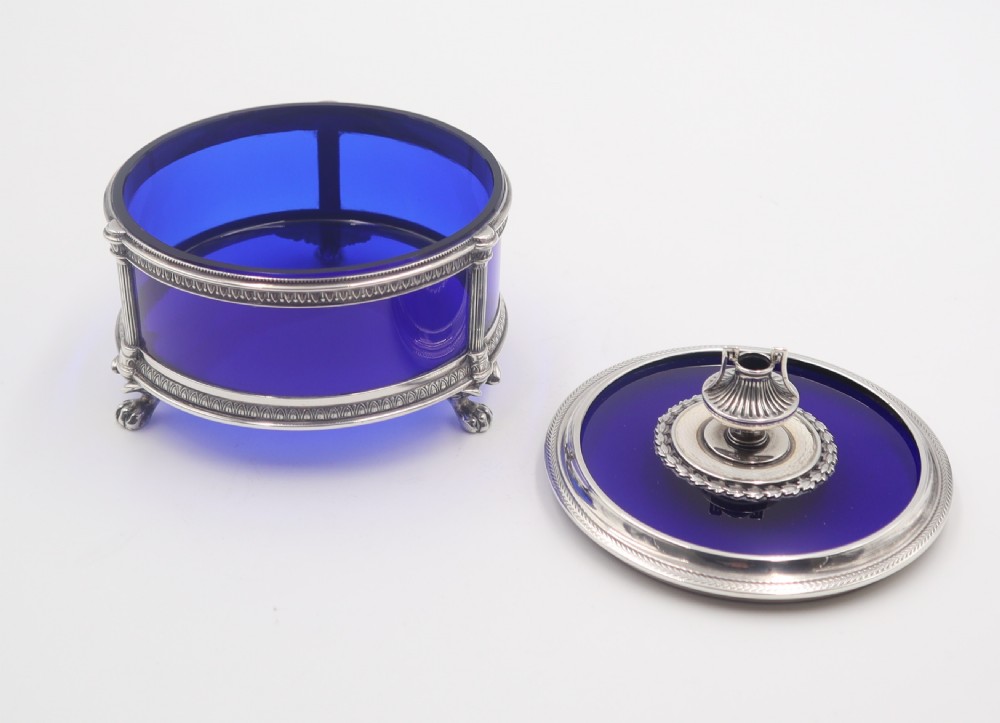 Antique Silver Glass & Enamel Pot. View IV