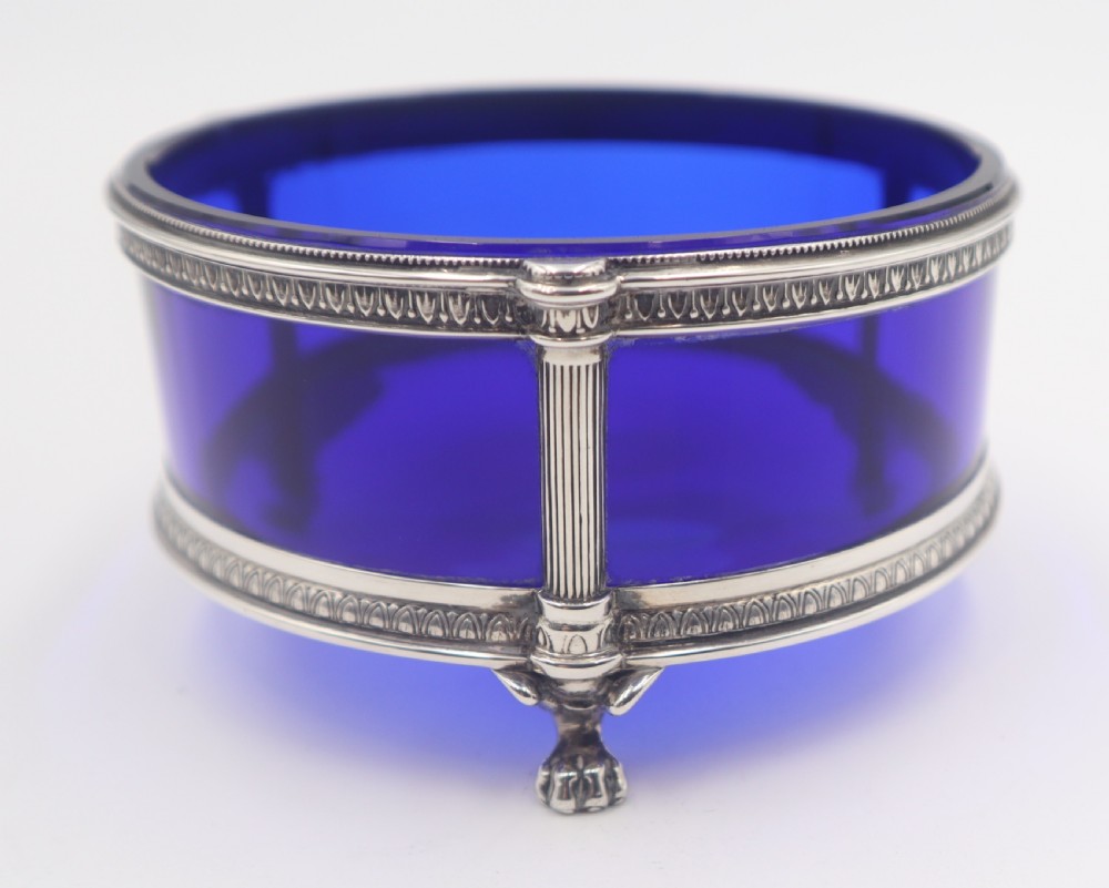 Antique Silver Glass & Enamel Pot. View V