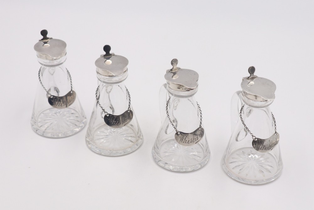 Set Of Silver Mounted Glass Whiskey Noggins. View II