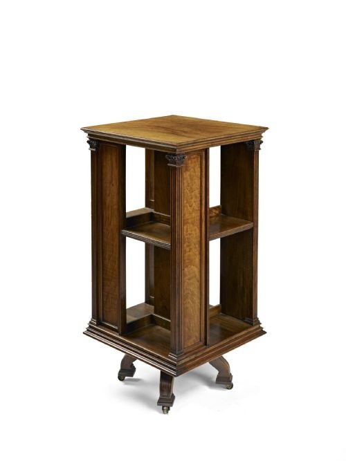 Walnut Revolving Bookcase
