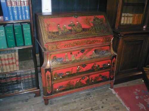 19th Century Dutch Oak Japanned Bureau