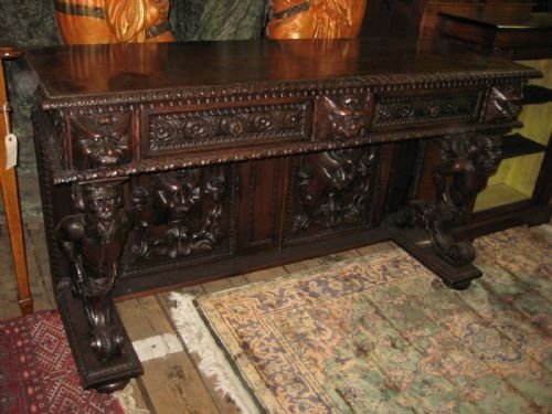 Italian Carved Walnut Side Table