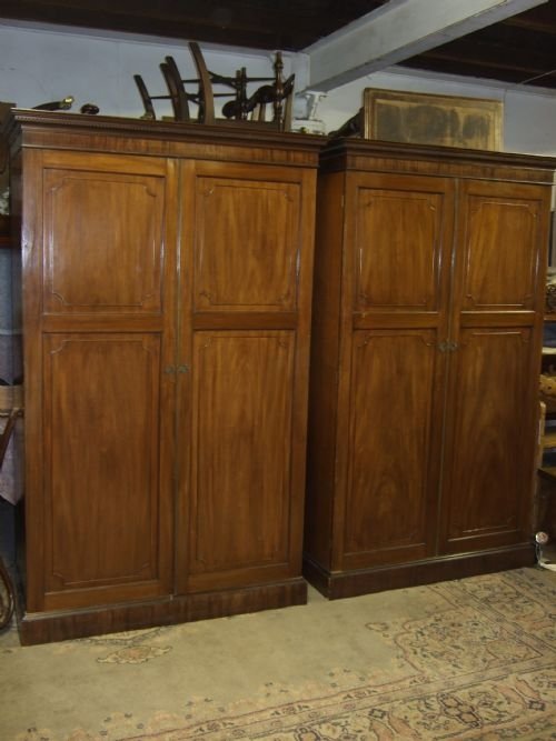 George III Style Mahogany Pair of Wardrobes