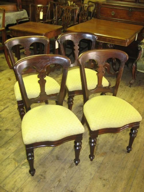 Set of 4 Stained Beech Victorian Dining Chairs
