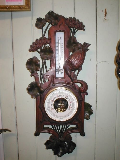Art Nouveau Carved Barometer