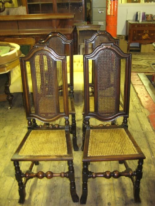 Set of 4 Charles I Style High Back Chairs