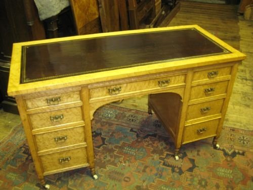 Aesthetic Movement Birds Eye Maple Pedestal Desk