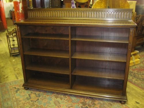 Medium Sized Carved Oak Open Bookcase