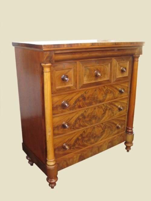 Exceptional Quality Mid Victorian Mahogany Column Chest
